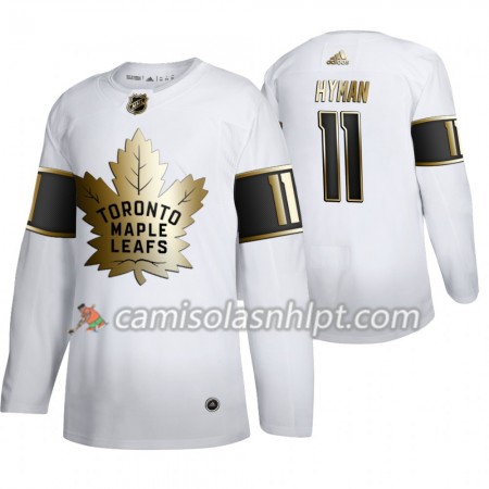Camisola Toronto Maple Leafs Zach Hyman 11 Adidas 2019-2020 Golden Edition Branco Authentic - Homem